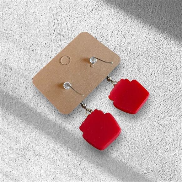 McDonald’s French Fries Theme Dangle Earrings Silver Tone Jewelry Gift NEW - Picture 4 of 4